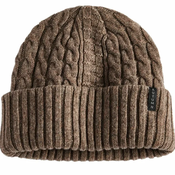 Women Autumn Wool Cable Knit Beanie