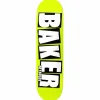Baker Reynolds Brand Name Neon Yellow 8.38 Skateboard Deck