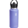 Women Hydro Flask 32oz Wide Mouth Flex Straw Cap Water Bottle