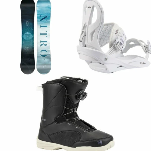 Nitro Mystique Snowboard + Rythm Snowboard Bindings + Flora Boa Snowboard Boots - Women's 2025