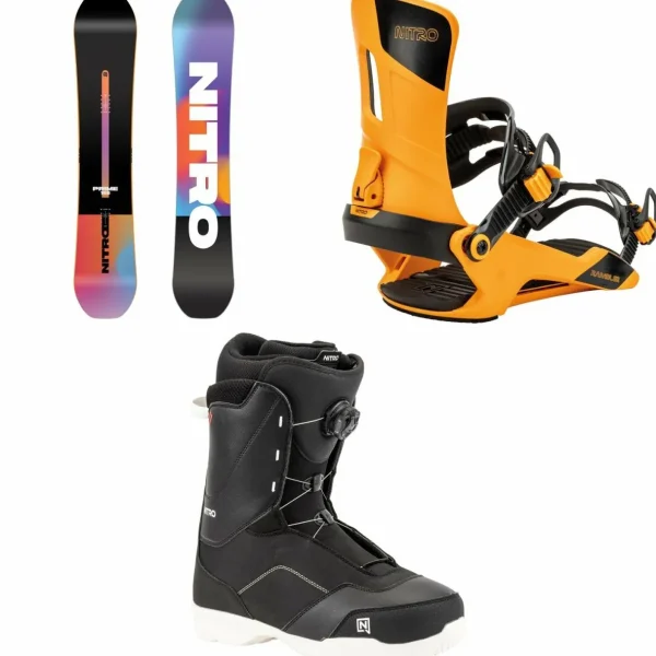 Nitro Prime Chroma Cam-Out Snowboard + Rambler Snowboard Bindings + Tangent Boa Snowboard Boots 2025