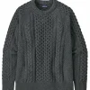 Women Patagonia Recycled Wool-Blend Cable Knit Crewneck Sweater - Unisex