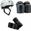 Pro-Tec Classic Skate Skateboard Helmet + Street Open Back Skateboard Knee Pads + Street Skateboard Wrist Pads