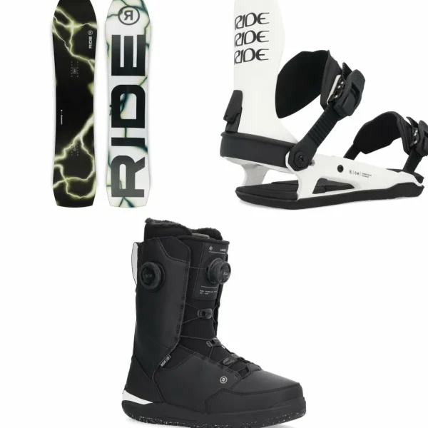 Ride Warpig Snowboard + C-6 Snowboard Bindings + Lasso Boa Snowboard Boots 2025