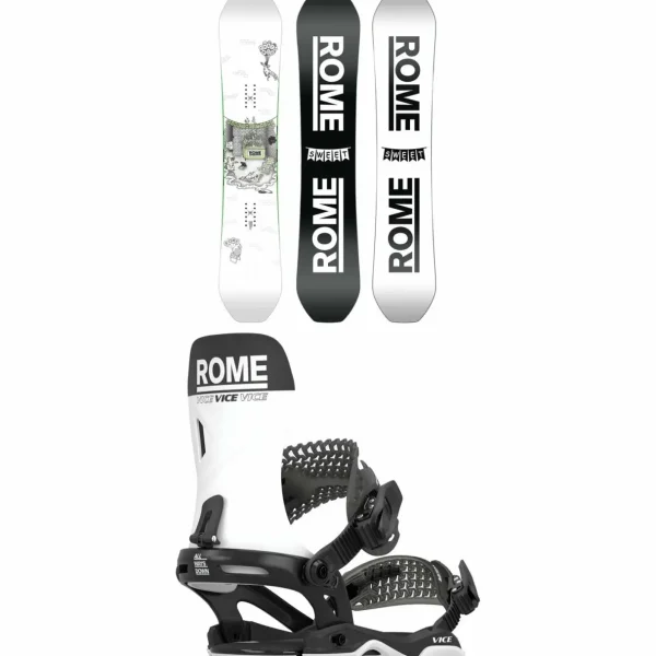 Rome Party Mod Snowboard + Vice Snowboard Bindings 2025