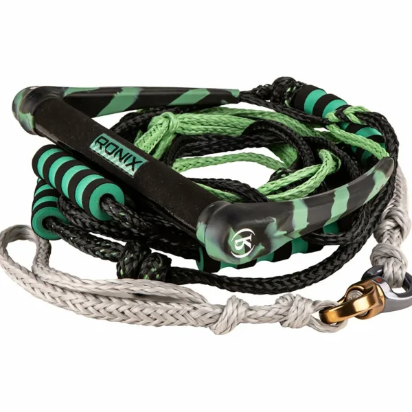 Ronix 11" Surf Handle + 30 ft 4-Section Spinner Silicone Surf Rope