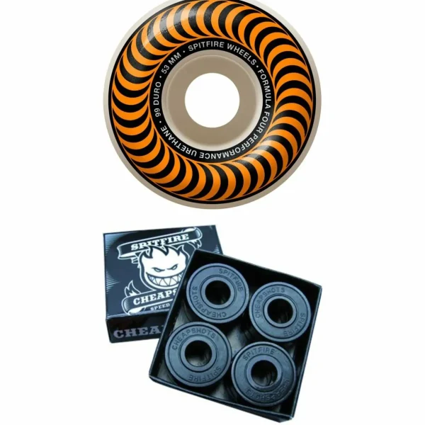 Spitfire Formula Four 99d Classics Skateboard Wheels + Cheapshots Bearings