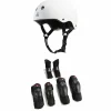 Triple 8 Sweatsaver w/ Liner Skateboard Helmet + Saver Series High Impact Adult Skateboard Pad Set