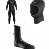 XCEL 4/3 Axis Back Zip Wetsuit + 2mm Axis Wetsuit Hood + 3mm Axis Round Toe Wetsuit Boots