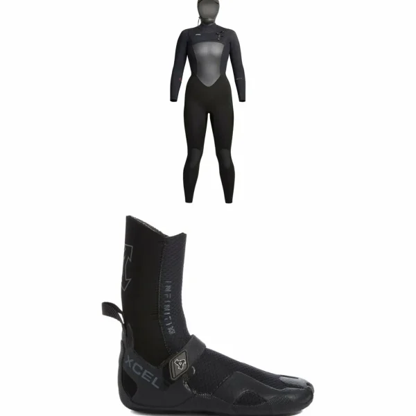 XCEL 5/4 Infiniti Hooded Wetsuit - Women's + 5mm Infiniti Round Toe Wetsuit Boots
