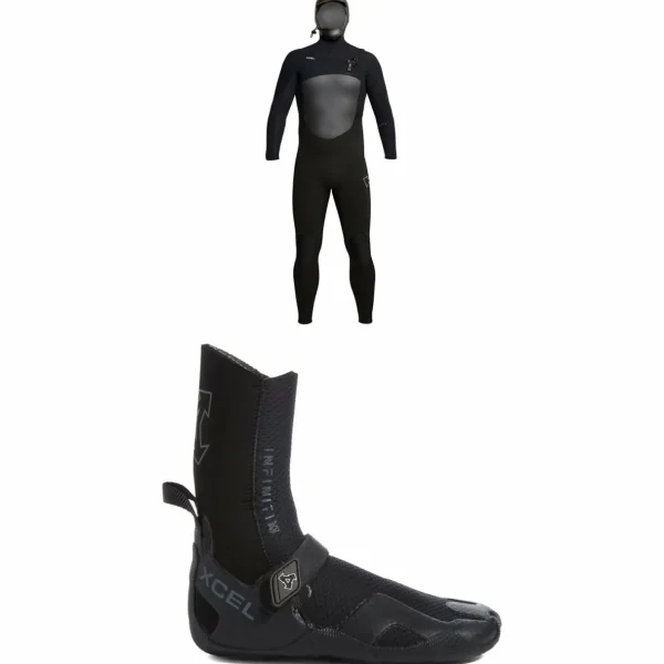 XCEL 5/4 Infiniti Hooded Wetsuit + 5mm Infiniti Round Toe Wetsuit Boots